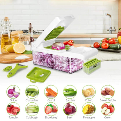 Multi-Slicer 12-in-1 Vegetable Slicer, Professional Food Slicer With Container