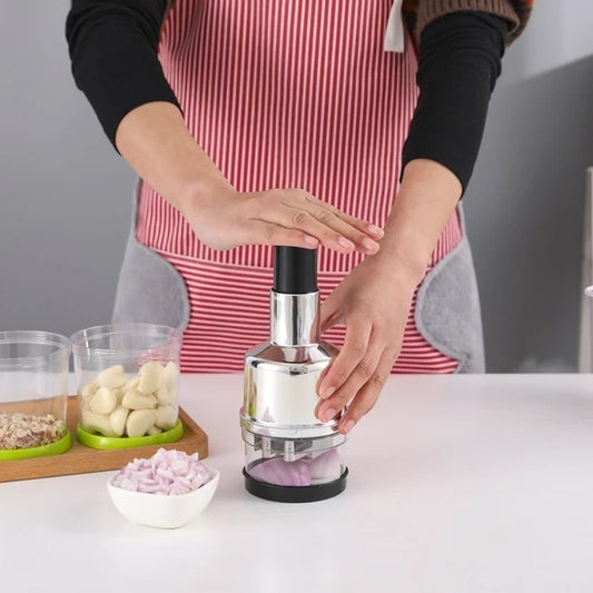 Multi-Purpose Manual Food Chopper – Stainless Steel Vegetable, Fruit, Onion, and Garlic Dicer