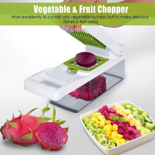 Multi-Slicer 12-in-1 Vegetable Slicer, Professional Food Slicer With Container