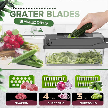 Multi-Slicer 16-in-1 Vegetable Slicer, Professional Food Slicer With Container