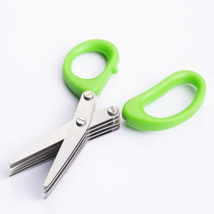 5-Layer Herb & Vegetable Scissors – Stainless Steel Multi-Blade Kitchen Shears for Scallions, Herbs, Spices, and Garnish Cutting