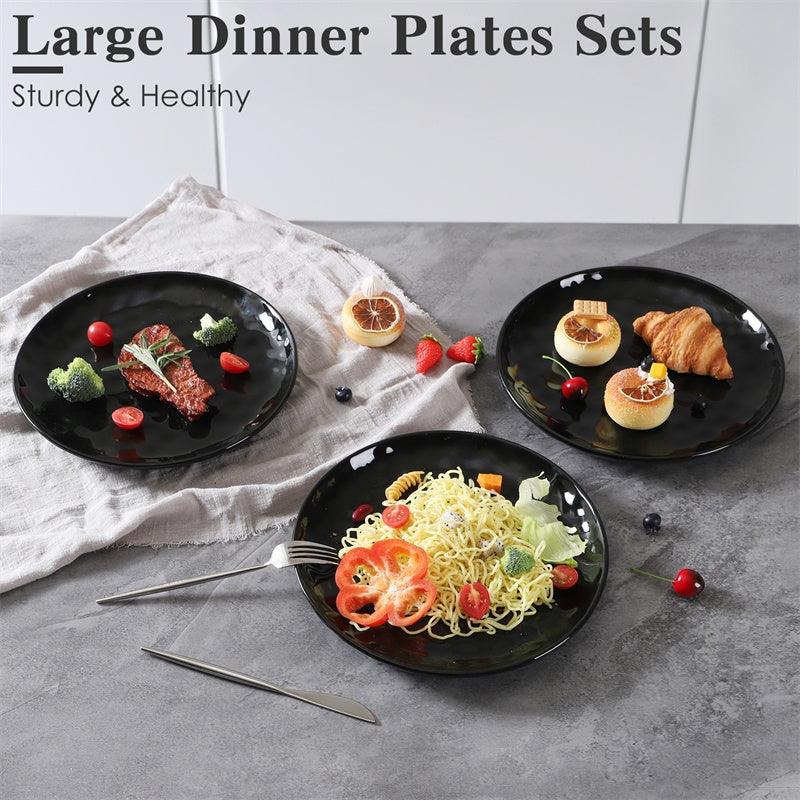 11" Black Ceramic Dinner Plate Set