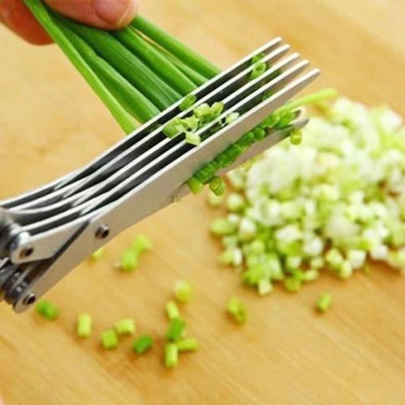 5-Layer Herb & Vegetable Scissors – Stainless Steel Multi-Blade Kitchen Shears for Scallions, Herbs, Spices, and Garnish Cutting
