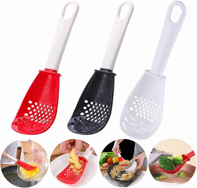 Heat-Resistant Silicone Strainer Scoop – Non-Stick Slotted Spoon for Frying, Draining & Cooking