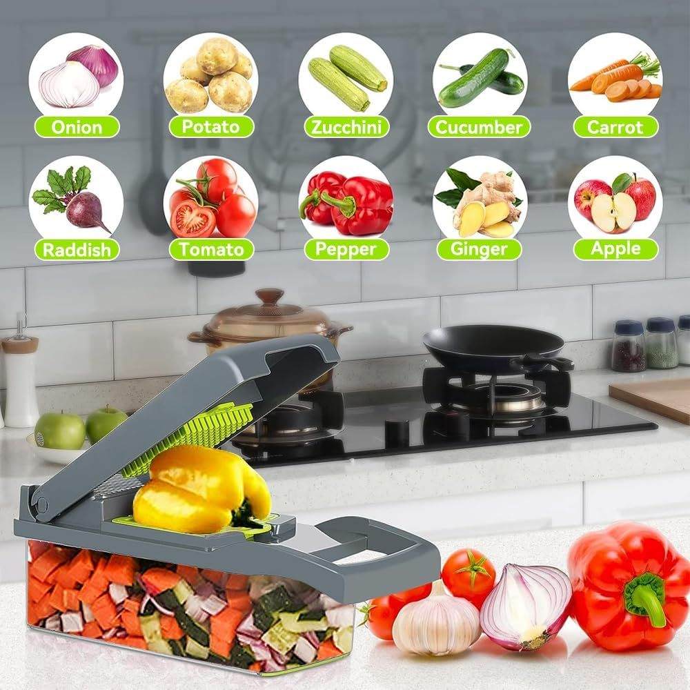 Multi-Slicer 16-in-1 Vegetable Slicer, Professional Food Slicer With Container