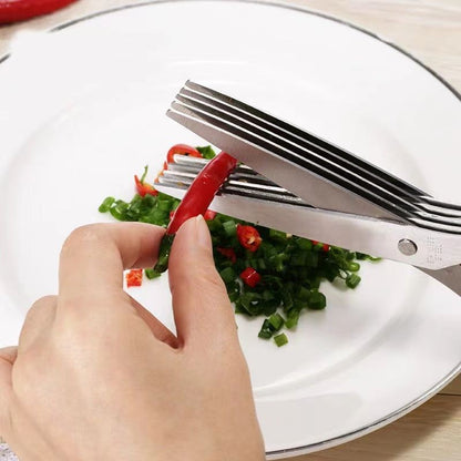 5-Layer Herb & Vegetable Scissors – Stainless Steel Multi-Blade Kitchen Shears for Scallions, Herbs, Spices, and Garnish Cutting