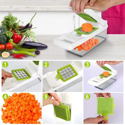 Multi-Slicer 12-in-1 Vegetable Slicer, Professional Food Slicer With Container