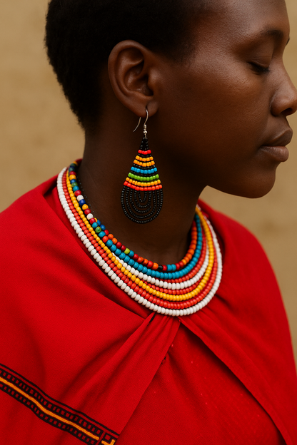 Rainbow Beaded Teardrop Earrings