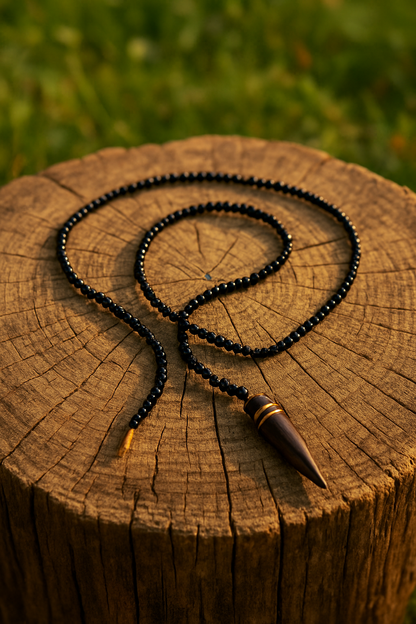 Black Beaded Pendant Necklace