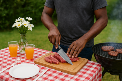 Hand-Forged Chef Knife – Premium Stainless Steel Blade, Walnut Handle for Meat, Fish & Veggies