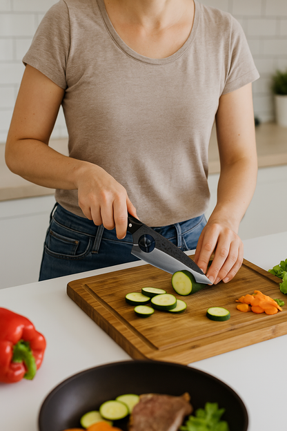 Hand-Forged Chef Knife – Premium Stainless Steel Blade, Walnut Handle for Meat, Fish & Veggies