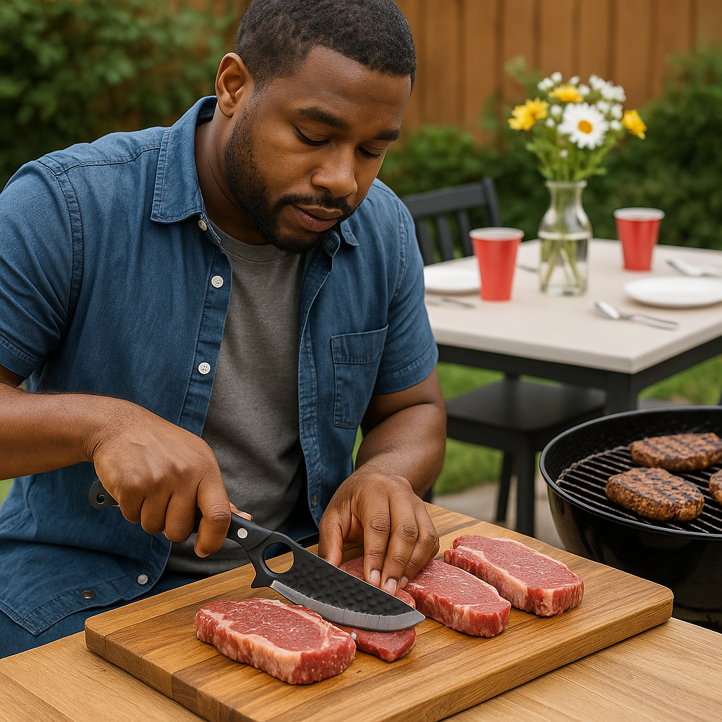 Hand-Forged Chef Knife – Premium Stainless Steel Blade, Walnut Handle for Meat, Fish & Veggies