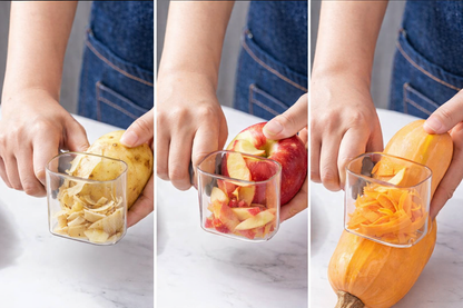 2-in-1 Vegetable Peeler with Built-In Container – Mess-Free Fruit & Veggie Peeler with Storage Box, Ergonomic Handle Kitchen Tool
