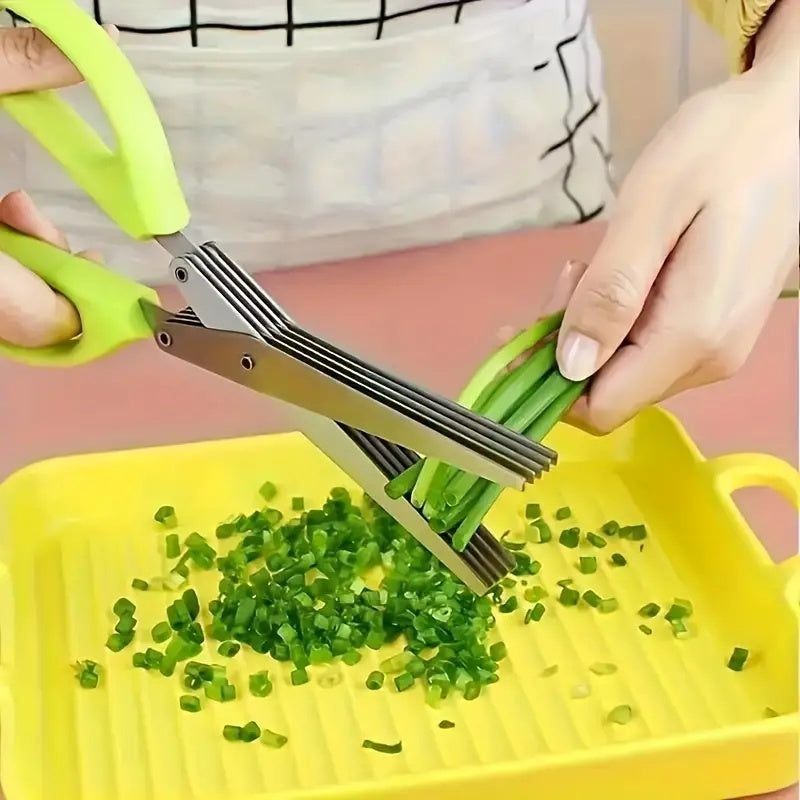 5-Layer Herb & Vegetable Scissors – Stainless Steel Multi-Blade Kitchen Shears for Scallions, Herbs, Spices, and Garnish Cutting