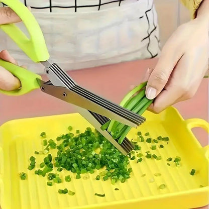 5-Layer Herb & Vegetable Scissors – Stainless Steel Multi-Blade Kitchen Shears for Scallions, Herbs, Spices, and Garnish Cutting