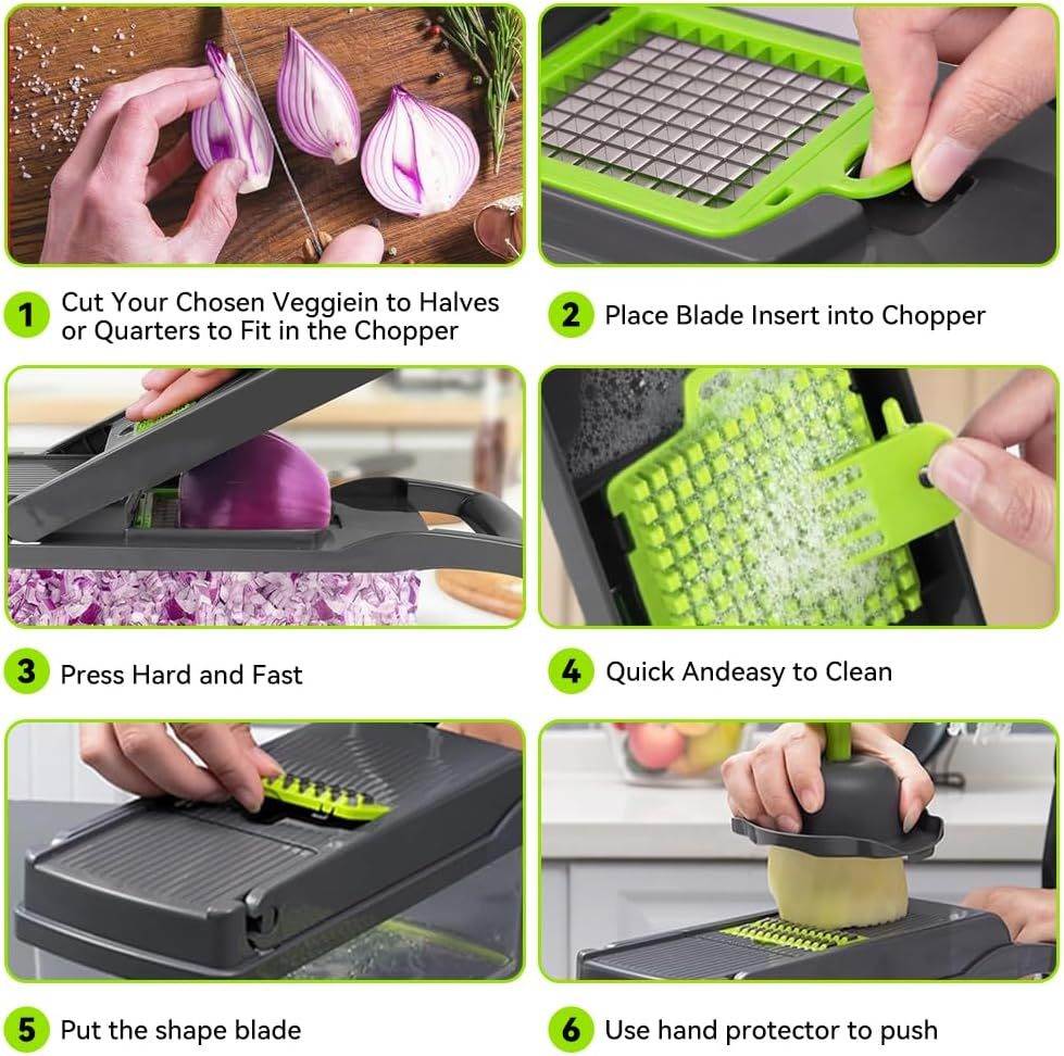 Multi-Slicer 16-in-1 Vegetable Slicer, Professional Food Slicer With Container