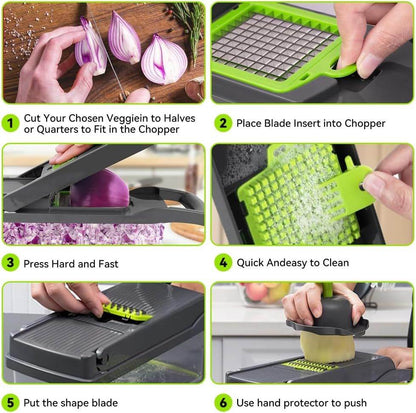 Multi-Slicer 16-in-1 Vegetable Slicer, Professional Food Slicer With Container