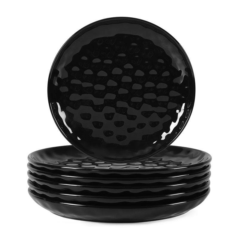 11" Black Ceramic Dinner Plate Set