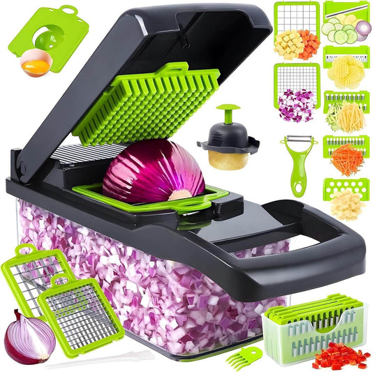 Multi-Slicer 16-in-1 Vegetable Slicer, Professional Food Slicer With Container