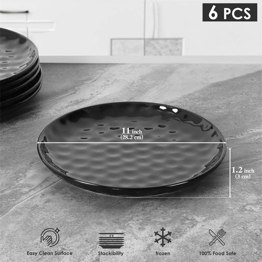 11" Black Ceramic Dinner Plate Set