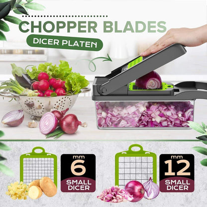 Multi-Slicer 16-in-1 Vegetable Slicer, Professional Food Slicer With Container