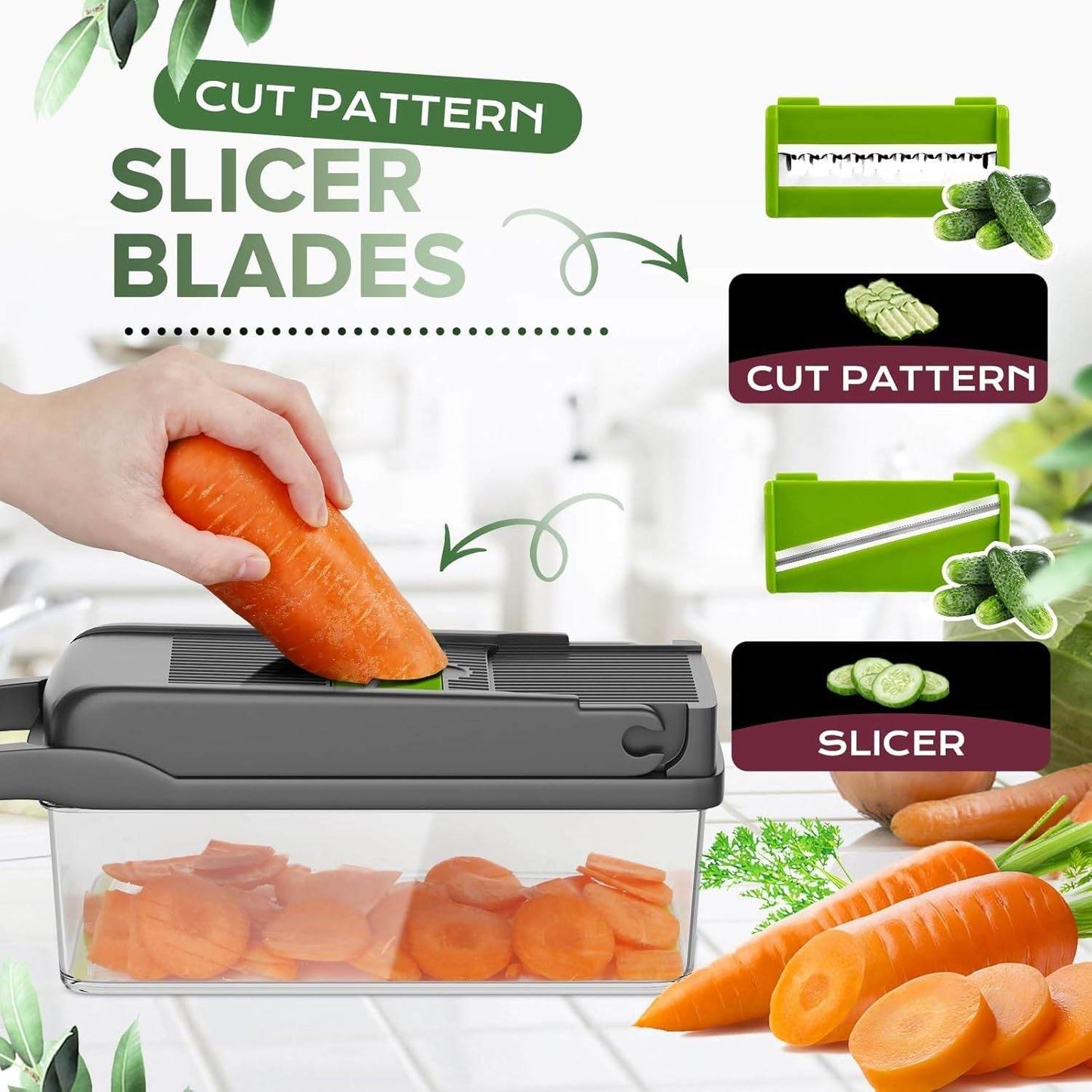 Multi-Slicer 16-in-1 Vegetable Slicer, Professional Food Slicer With Container