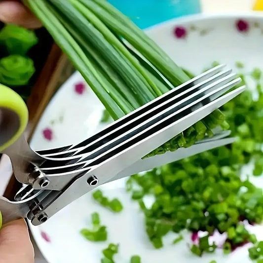 5-Layer Herb & Vegetable Scissors – Stainless Steel Multi-Blade Kitchen Shears for Scallions, Herbs, Spices, and Garnish Cutting