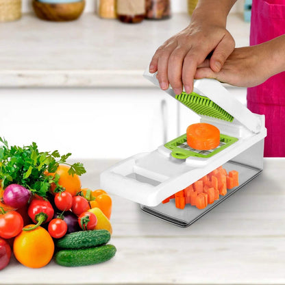 Multi-Slicer 12-in-1 Vegetable Slicer, Professional Food Slicer With Container