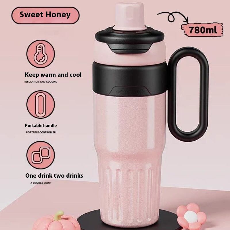 Gradient Dual-Drink Thermo Cup – 780ml Stainless Steel with Straw & Lid