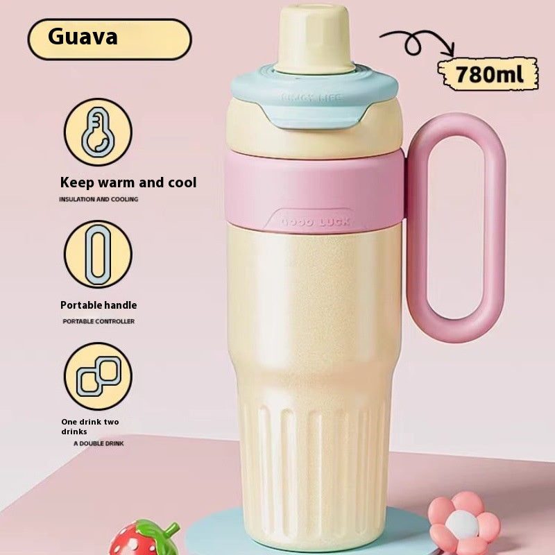 Gradient Dual-Drink Thermo Cup – 780ml Stainless Steel with Straw & Lid